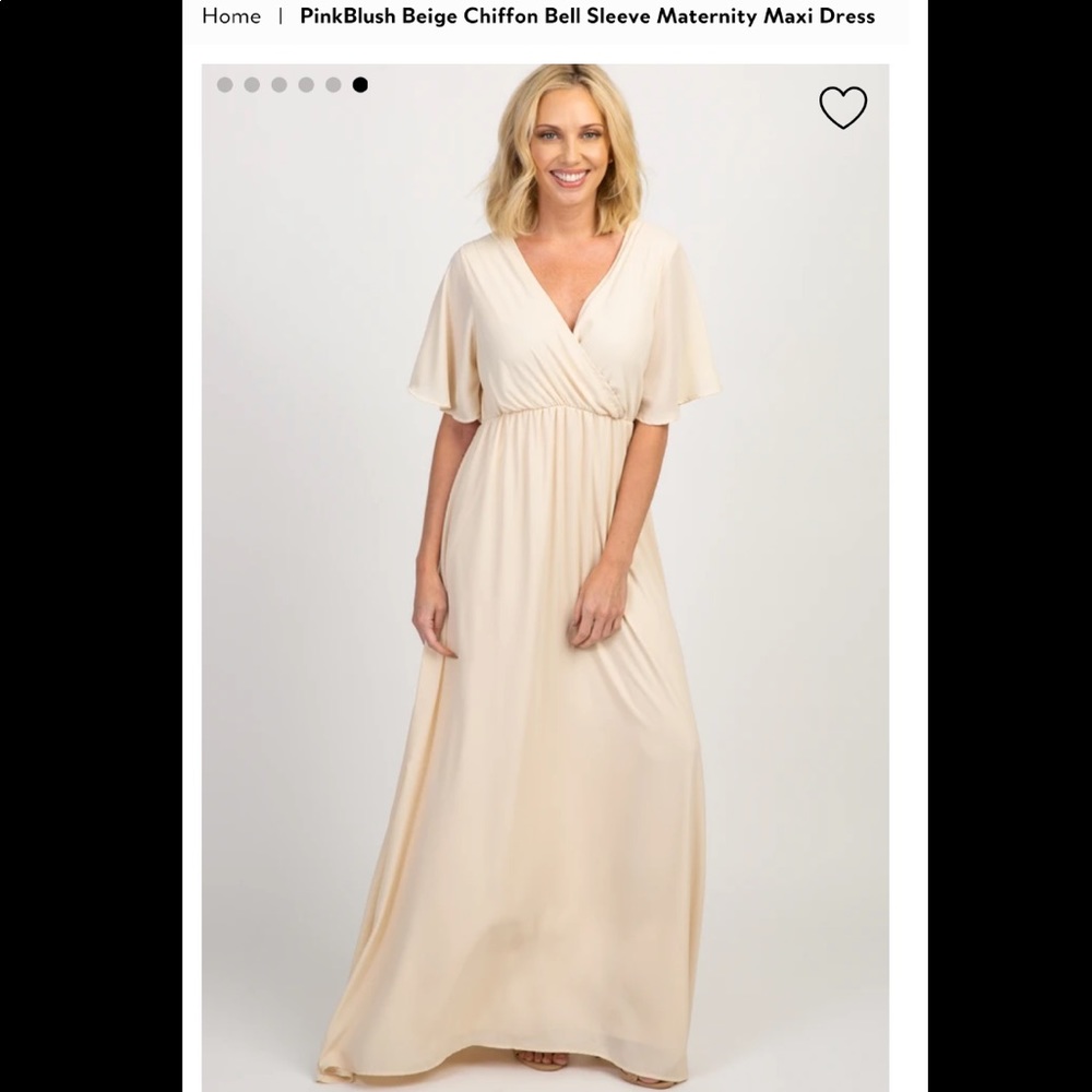 PinkBlush Beige Chiffon Bell Sleeve Maxi Dress